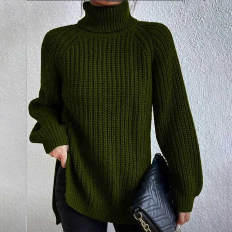 Pull Col Roulé Fendu – Élégance et Confort