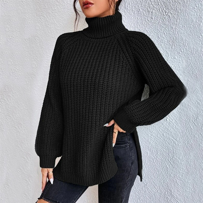 Pull Col Roulé Fendu – Élégance et Confort