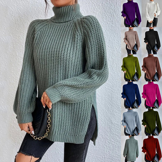 Pull Col Roulé Fendu – Élégance et Confort